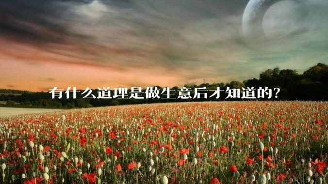 有什么道理是做生意后才知道的？