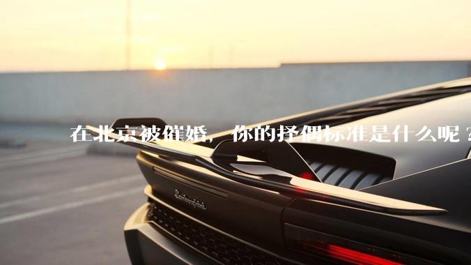在北京被催婚，你的择偶标准是什么呢?